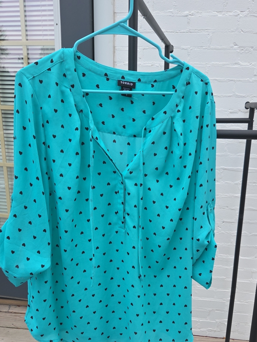 torrid Teal Heart-Print Tie Front Tunic